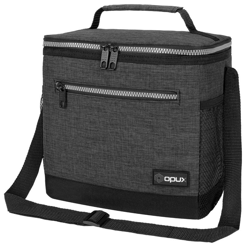 opux Extra Large Insulated Lunch Box Men Women, Lunch Bag for Work, Leakproof Soft Cooler Tote Adult, Lunch Pail, Picnic Beach Collapsible Food Bag with Shoulder Strap, Charcoal - Image 1